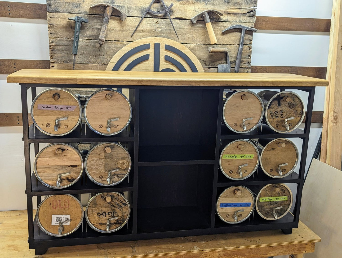 Oregon Oak Barrel Storage Cabinet