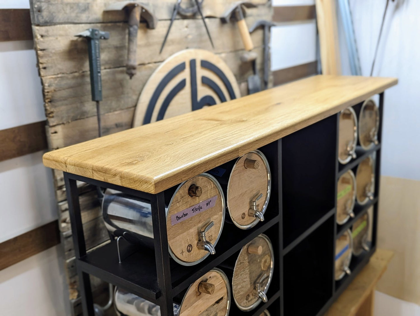 Oregon Oak Barrel Storage Cabinet